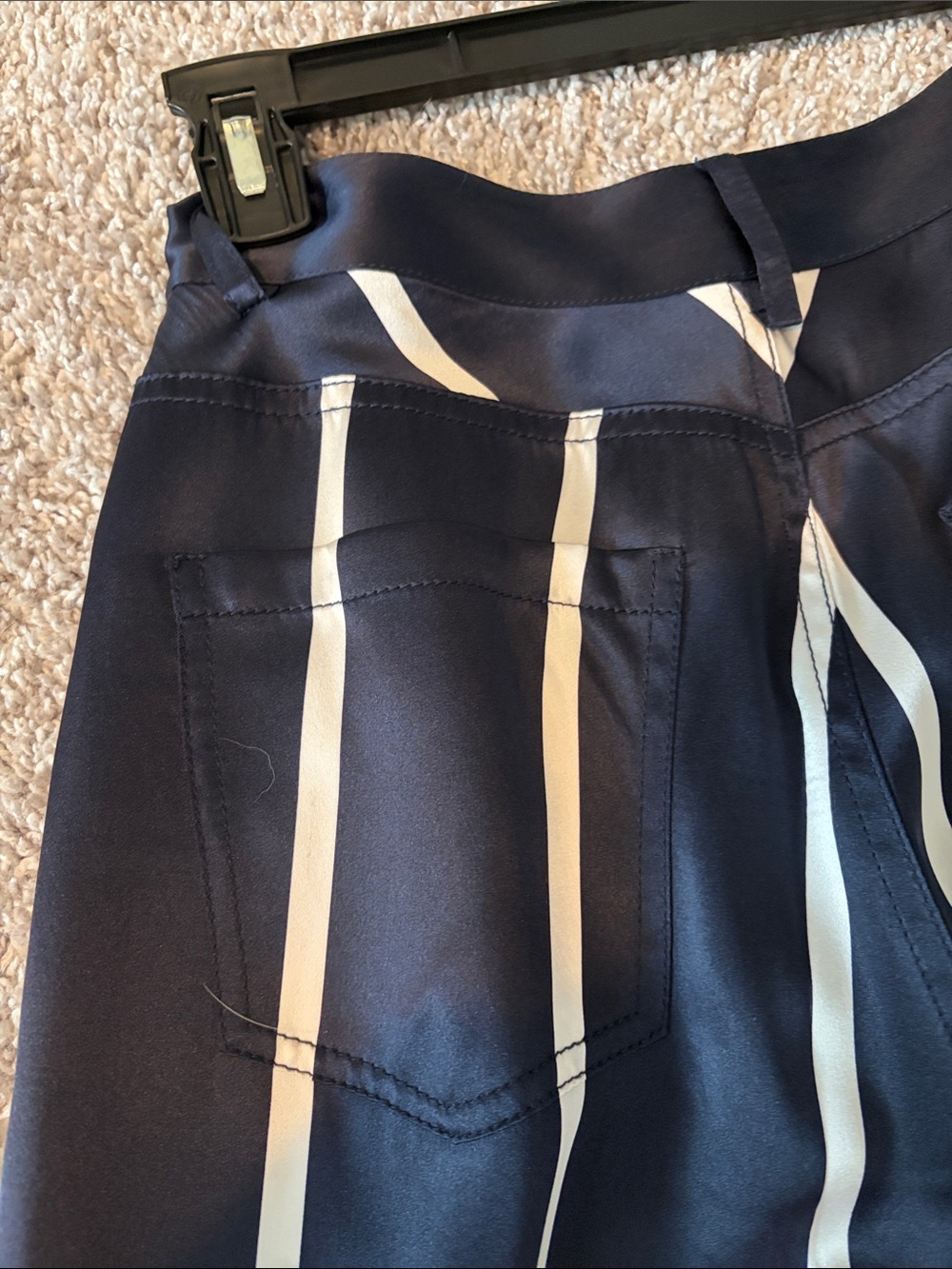 Fleur du Mal Navy and White Vertical Stripe Cropped Wide-Leg Pants - Picture 6 of 8